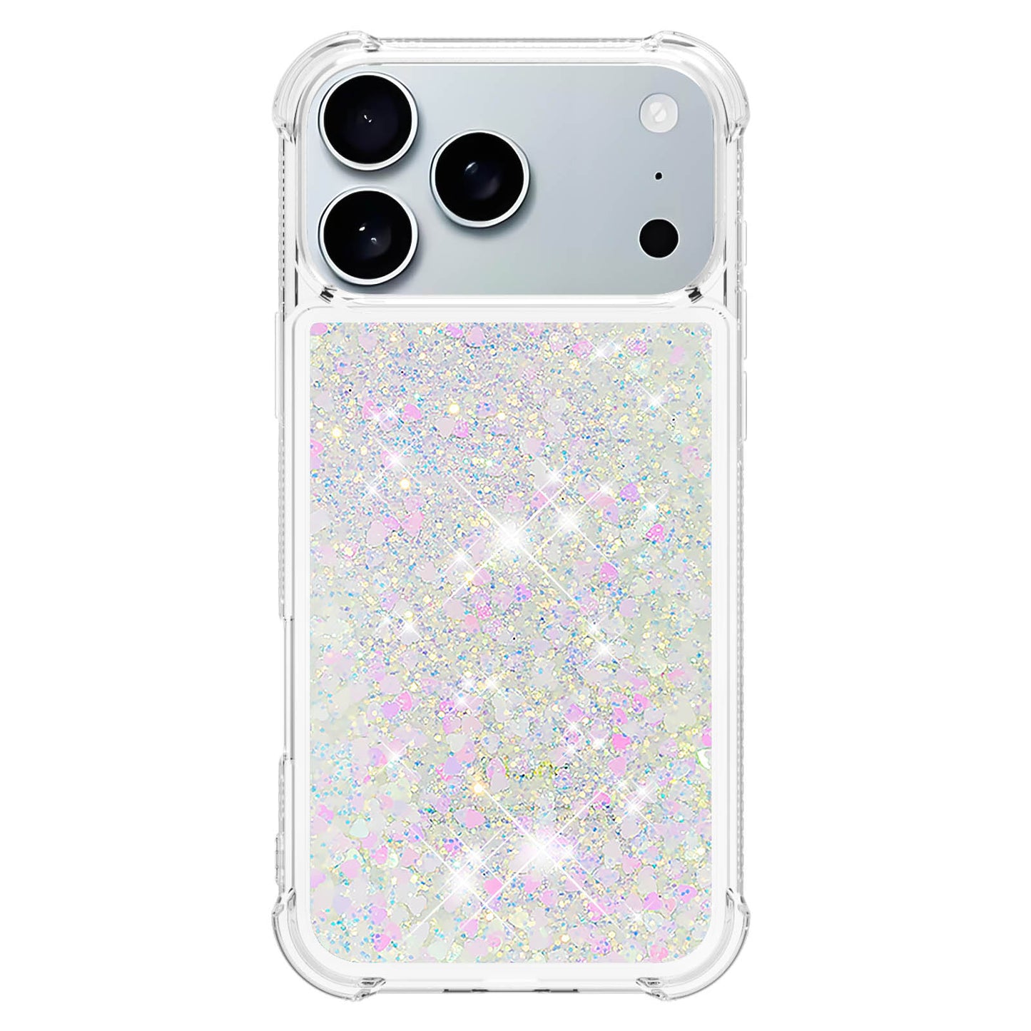 For iPhone 17 Pro Max TPU Case Glitter Quicksand Shockproof Phone Back Cover -  Laser / Hearts
