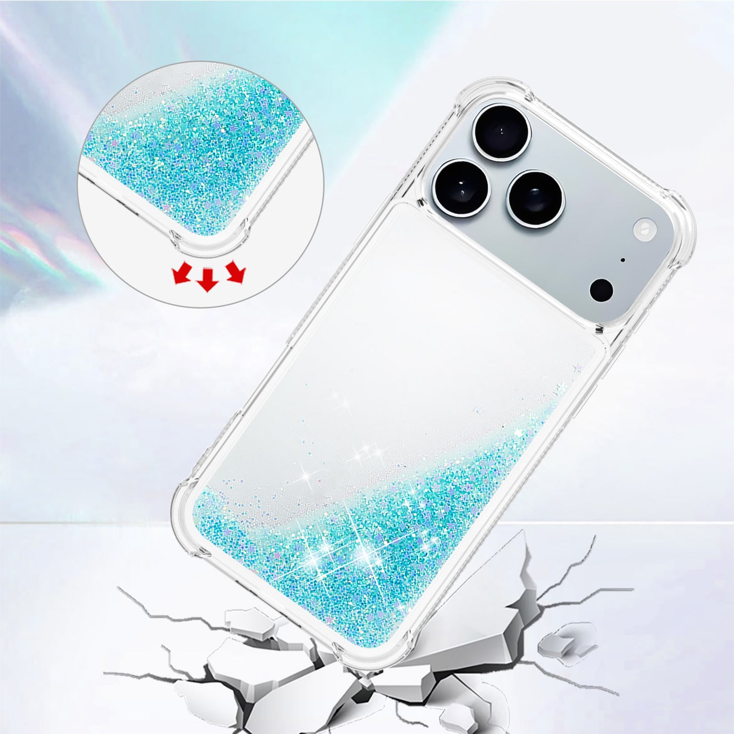 For iPhone 17 Pro Max TPU Case Glitter Quicksand Shockproof Phone Back Cover - Blue / Pentagram
