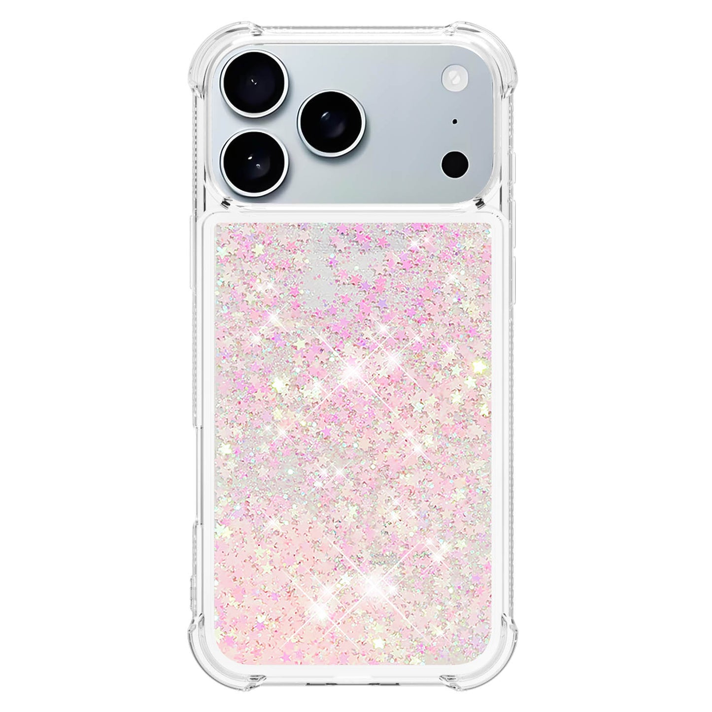 For iPhone 17 Pro Max TPU Case Glitter Quicksand Shockproof Phone Back Cover - Pink / Pentagrams