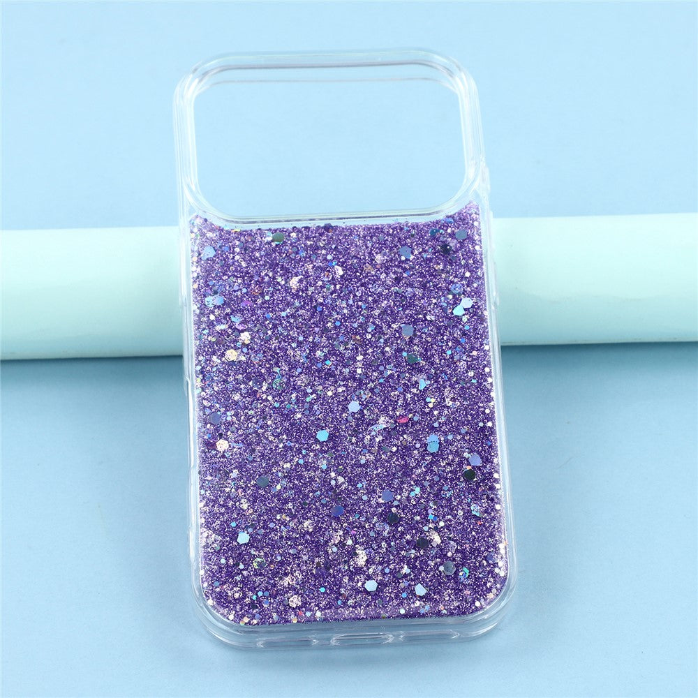 For iPhone 17 Pro Max Case Shockproof Soft TPU Phone Cover Glittery Design - Purple