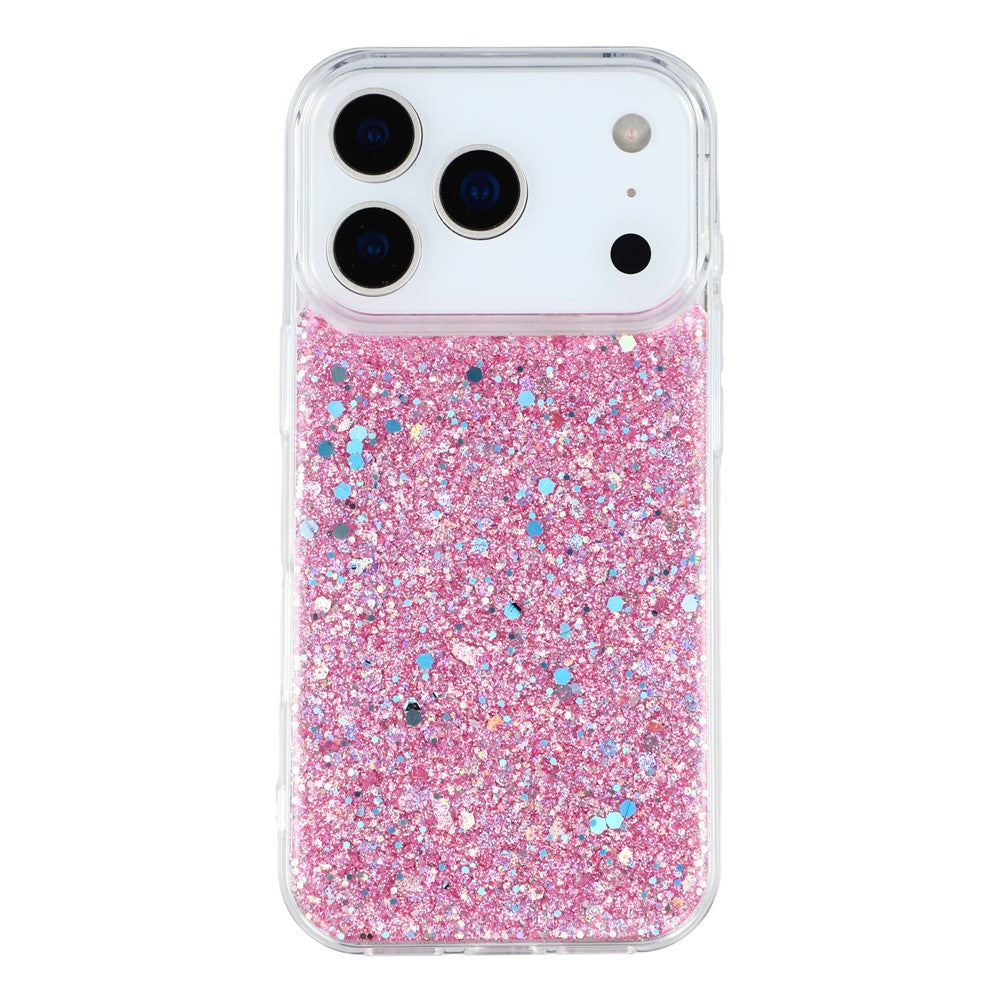 For iPhone 17 Pro Max Case Shockproof Soft TPU Phone Cover Glittery Design - Pink