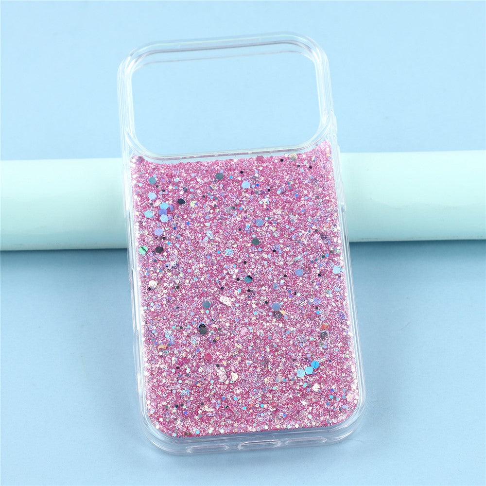 For iPhone 17 Pro Max Case Shockproof Soft TPU Phone Cover Glittery Design - Pink