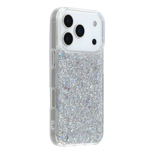 For iPhone 17 Pro Max Case Shockproof Soft TPU Phone Cover Glittery Design - Silver