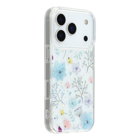 For iPhone 17 Pro Max Case Glitter Flower Epoxy Shockproof Phone Cover - Style B