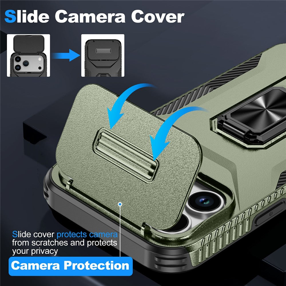 For iPhone 17 Pro Max Case Camshield Kickstand TPU + PC Anti-Slip Phone Cover - Green
