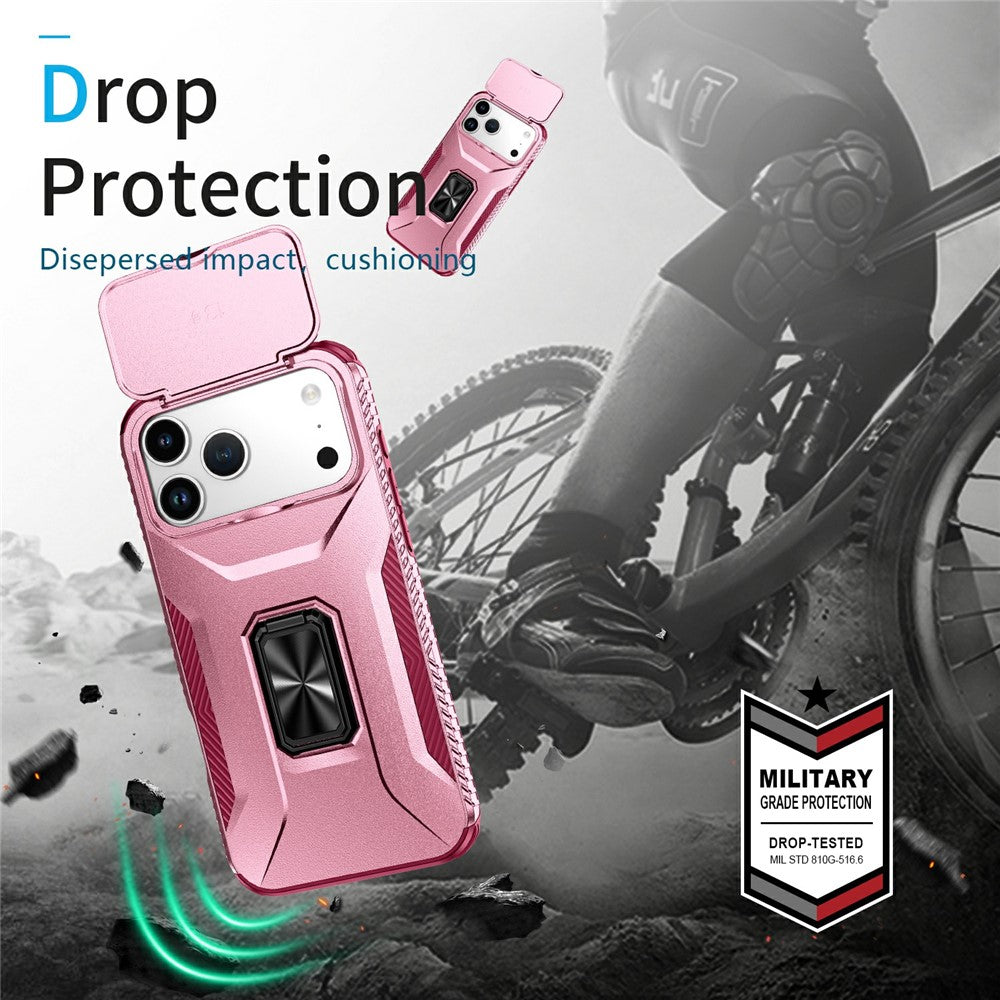 For iPhone 17 Pro Max Case Camshield Kickstand TPU + PC Anti-Slip Phone Cover - Pink / Wine Red