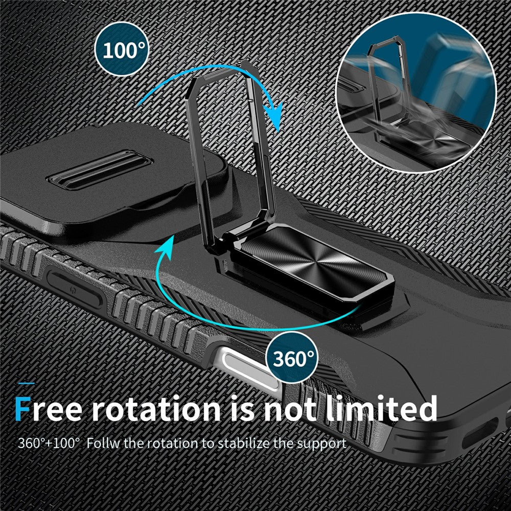 For iPhone 17 Pro Max Case Camshield Kickstand TPU + PC Anti-Slip Phone Cover - Black