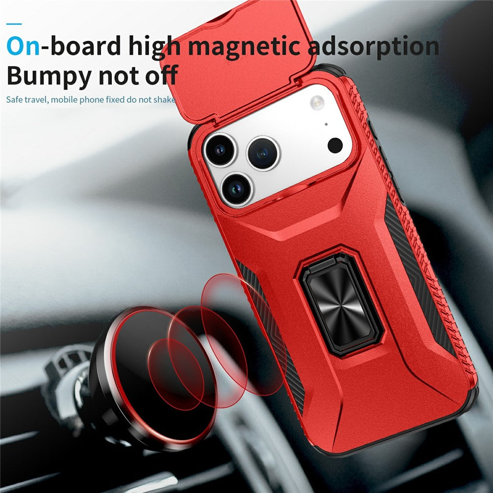 For iPhone 17 Pro Max Case Camshield Kickstand TPU + PC Anti-Slip Phone Cover - Red