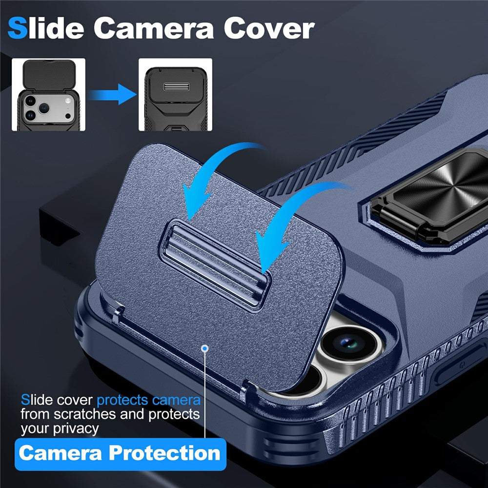 For iPhone 17 Pro Max Case Camshield Kickstand TPU + PC Anti-Slip Phone Cover - Blue