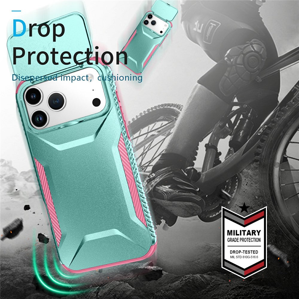 For iPhone 17 Pro Max Case Camshield TPU + PC Phone Cover Non-Slip Side Edge - Green / Pink