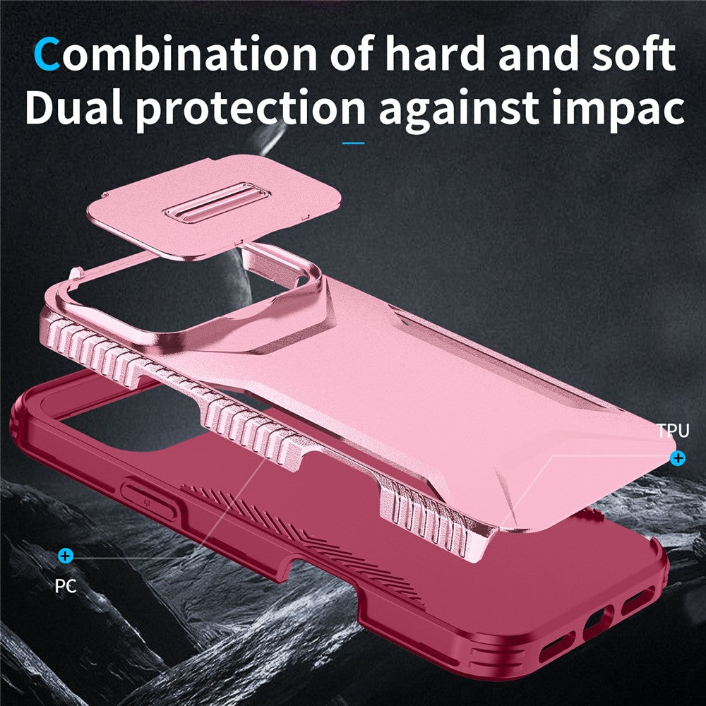 For iPhone 17 Pro Max Case Camshield TPU + PC Phone Cover Non-Slip Side Edge - Pink / Wine Red