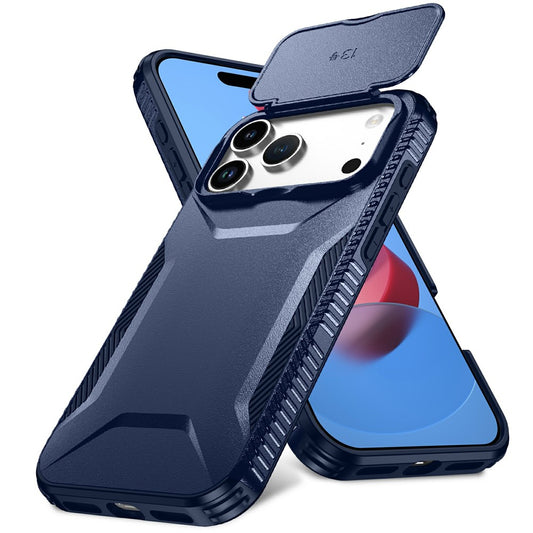 For iPhone 17 Pro Max Case Camshield TPU + PC Phone Cover Non-Slip Side Edge - Blue