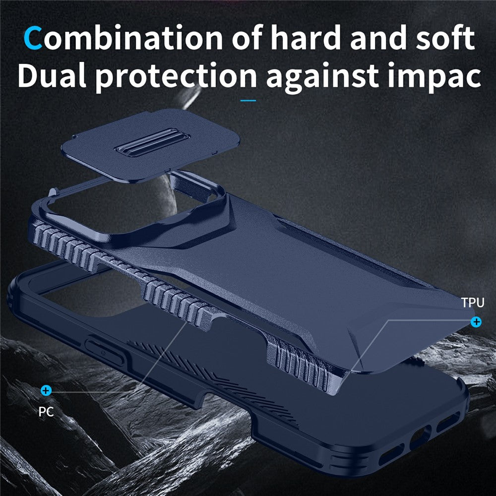 For iPhone 17 Pro Max Case Camshield TPU + PC Phone Cover Non-Slip Side Edge - Blue