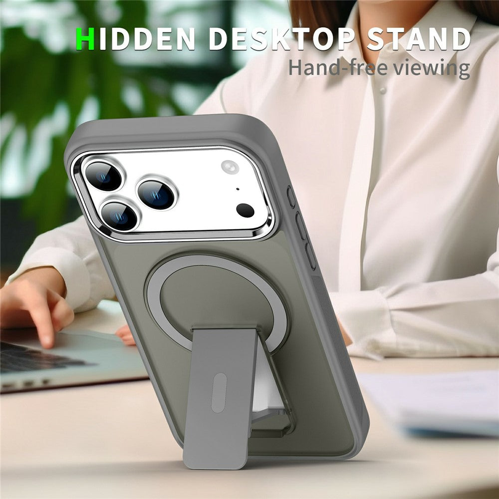 For iPhone 17 Pro Max Case Compatible with MagSafe PC + TPU Phone Cover with Kickstand - Dark Blue