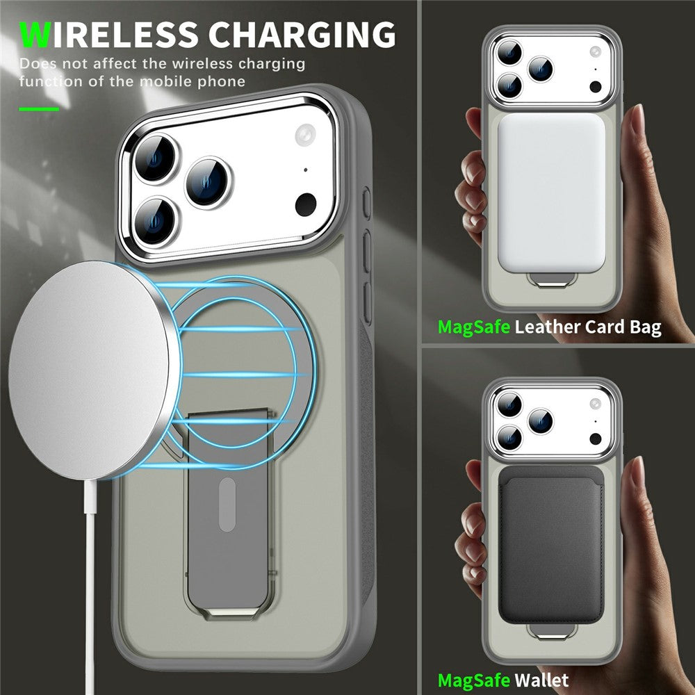For iPhone 17 Pro Max Case Compatible with MagSafe PC + TPU Phone Cover with Kickstand - Dark Blue