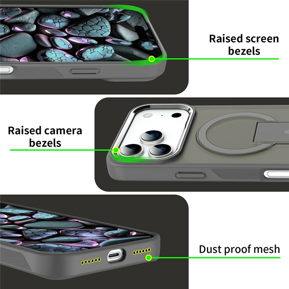 For iPhone 17 Pro Max Case Compatible with MagSafe PC + TPU Phone Cover with Kickstand - Dark Blue