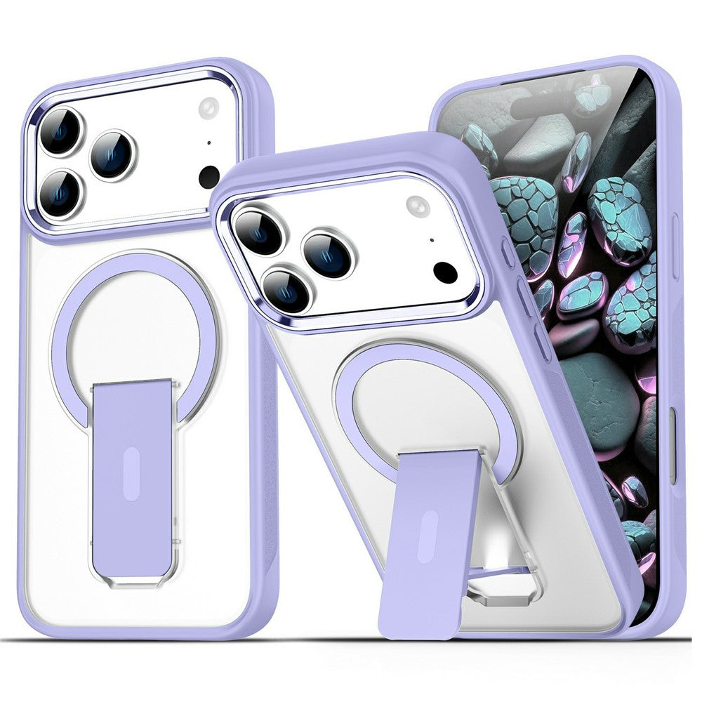 For iPhone 17 Pro Max Case Compatible with MagSafe PC + TPU Phone Cover with Kickstand - Light Purple