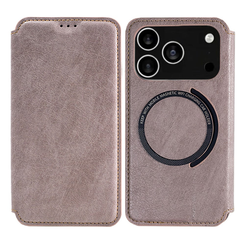 For iPhone 17 Pro Max Case Compatible with MagSafe Wallet Stand Leather Flip Phone Cover - Purple