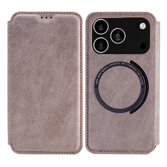 For iPhone 17 Pro Max Case Compatible with MagSafe Wallet Stand Leather Flip Phone Cover - Purple