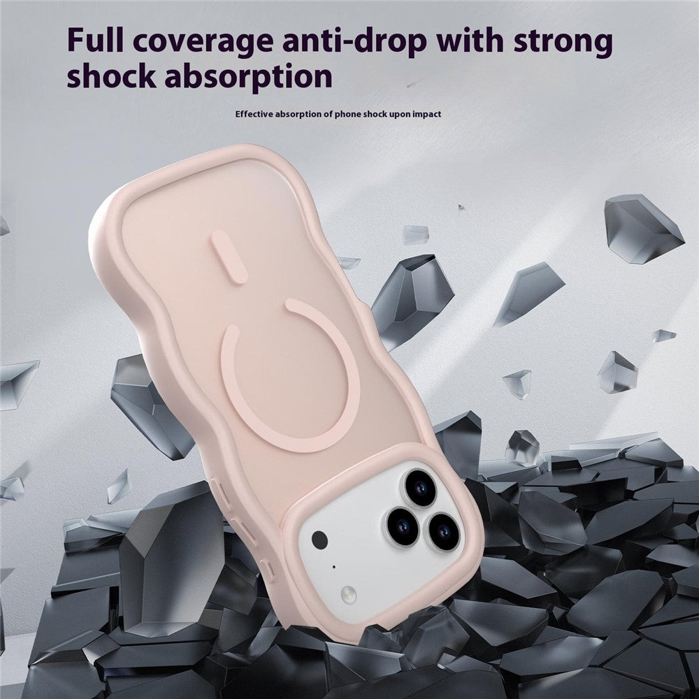 For iPhone 17 Pro Max Case Compatible with MagSafe TPU + PC Phone Back Cover Skin Touch Wave Shape - Rose