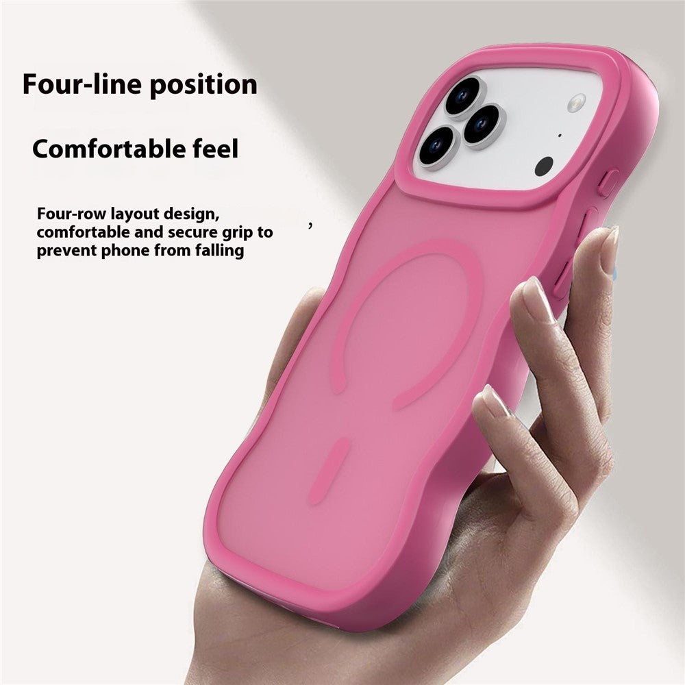 For iPhone 17 Pro Max Case Compatible with MagSafe TPU + PC Phone Back Cover Skin Touch Wave Shape - Black