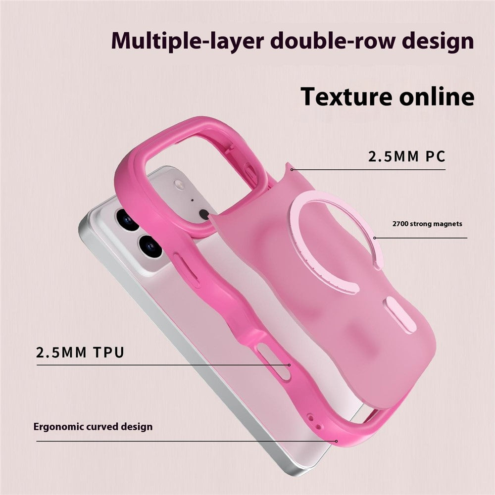For iPhone 17 Pro Max Case Compatible with MagSafe TPU + PC Phone Back Cover Skin Touch Wave Shape - Black