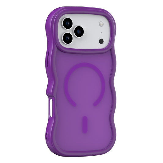 For iPhone 17 Pro Max Case Compatible with MagSafe TPU + PC Phone Back Cover Skin Touch Wave Shape - Purple