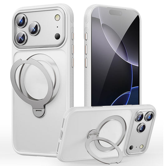 For iPhone 17 Pro Max Case Compatible with MagSafe Drop Proof TPU PC Kickstand Phone Cover - White