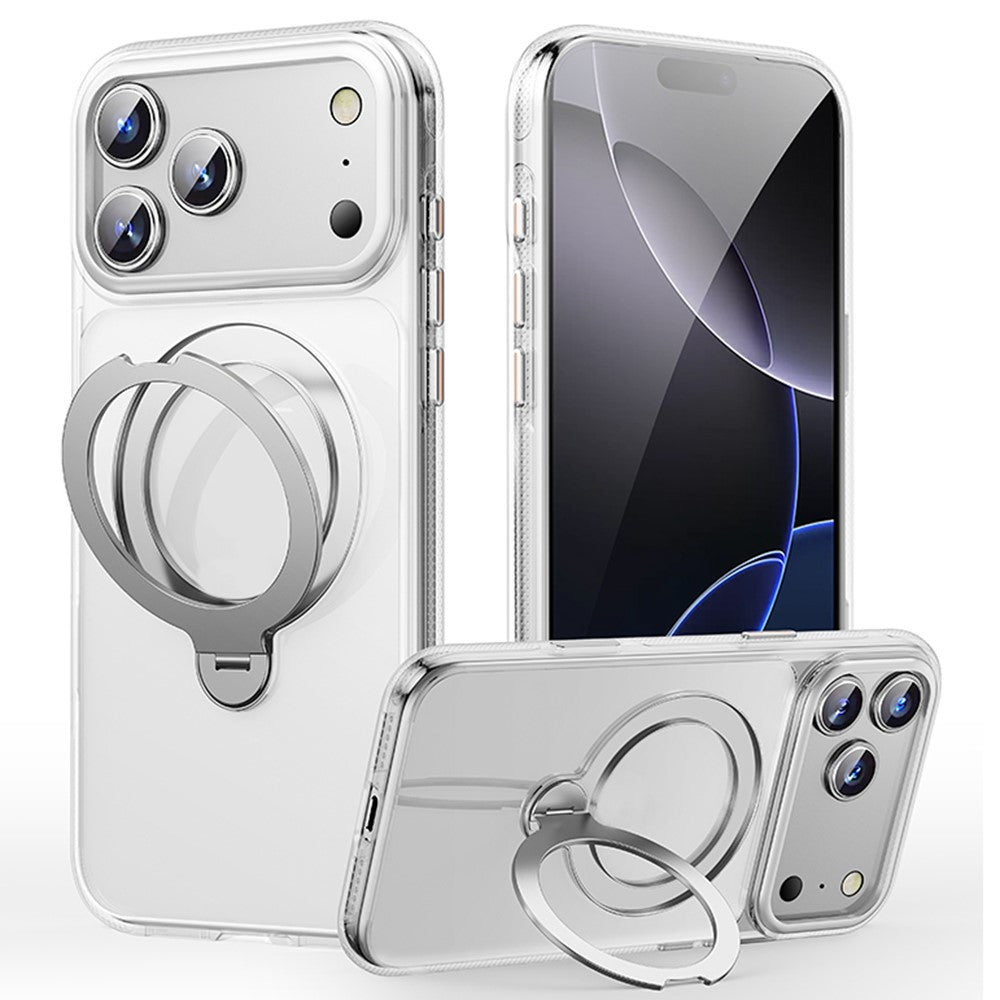 For iPhone 17 Pro Max Case Compatible with MagSafe Drop Proof TPU PC Kickstand Phone Cover - Transparent