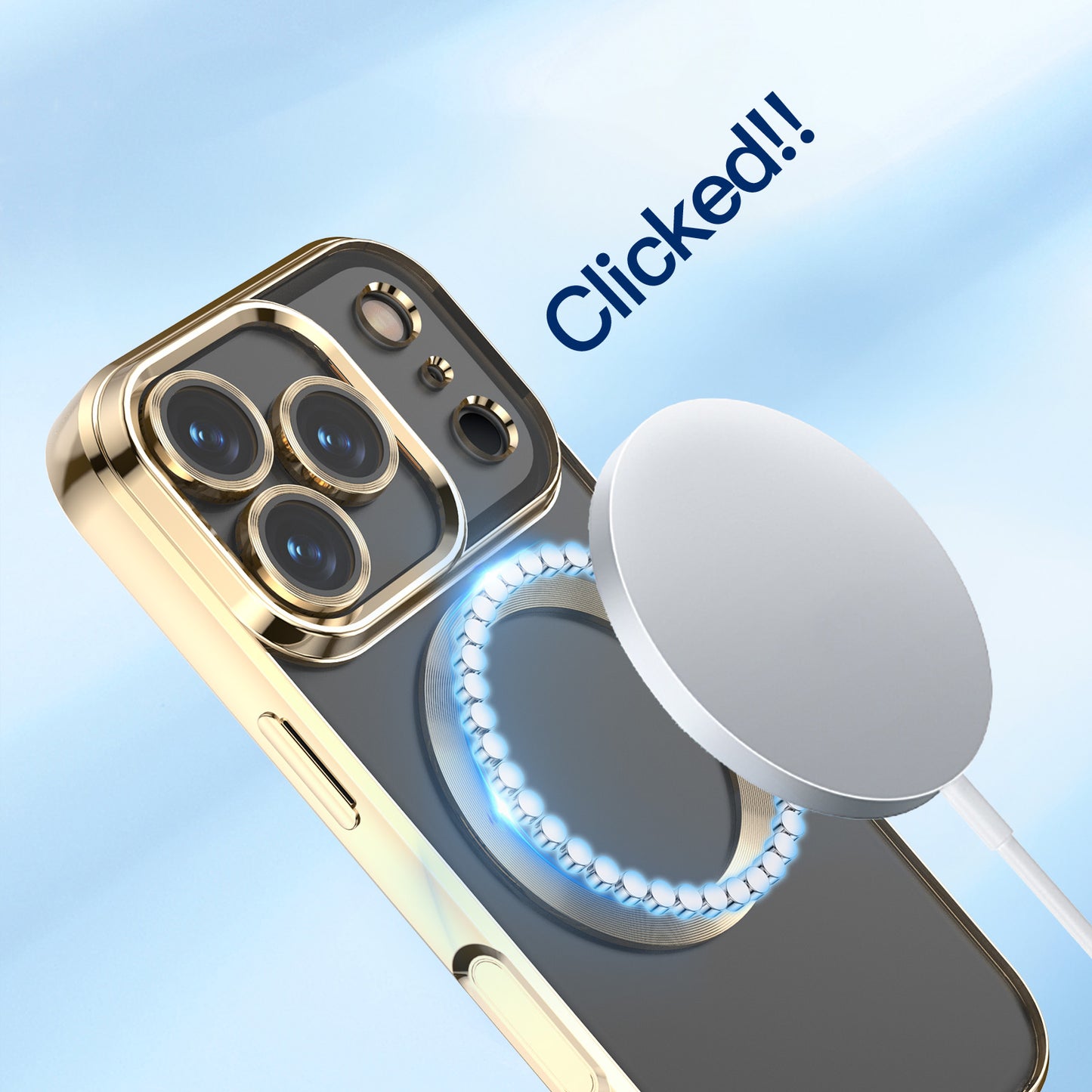 For iPhone 17 Pro Max Magnetic Case WANLONFENG WX Series TPU Phone Cover with 2Pcs Screen Film / Lens Film - Gold