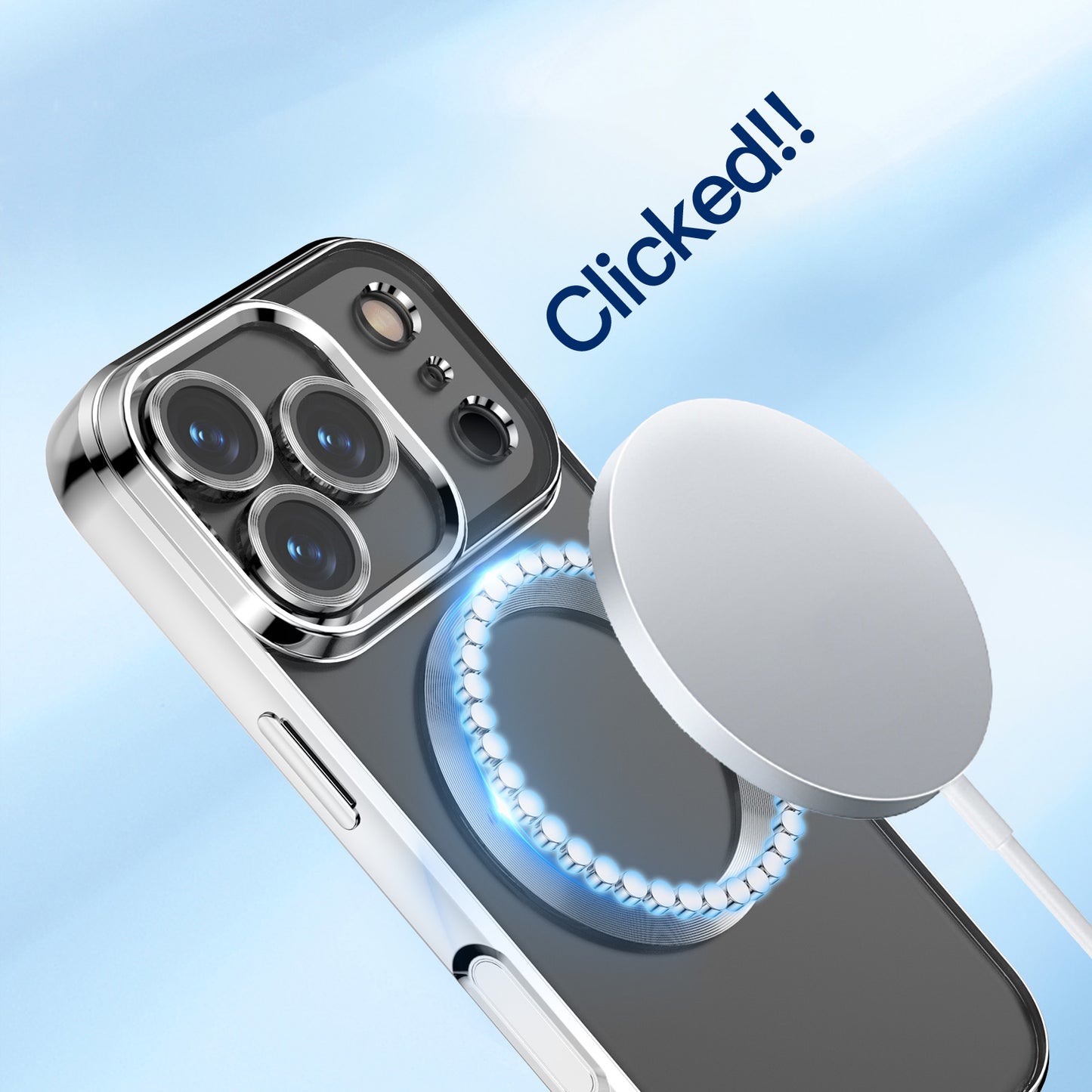 For iPhone 17 Pro Max Magnetic Case WANLONFENG WX Series TPU Phone Cover with 2Pcs Screen Film / Lens Film - Silver