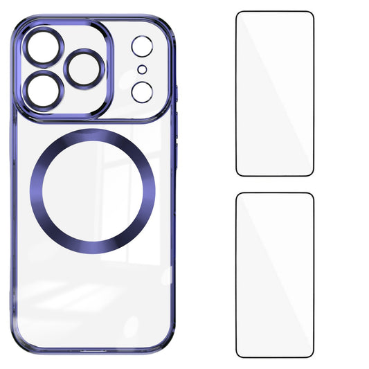 For iPhone 17 Pro Max Magnetic Case WANLONFENG WX Series TPU Phone Cover with 2Pcs Screen Film / Lens Film - Purple