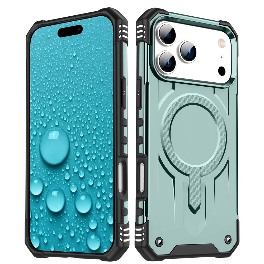 For iPhone 17 Pro Max Case Compatible with MagSafe Four Corner Airbags PC + TPU Phone Cover - Blackish Green