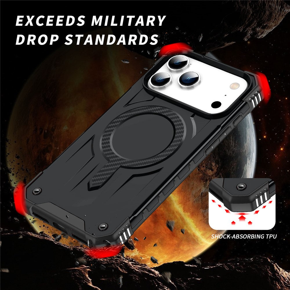 For iPhone 17 Pro Max Case Compatible with MagSafe Four Corner Airbags PC + TPU Phone Cover - Black