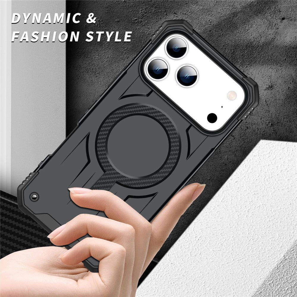 For iPhone 17 Pro Max Case Compatible with MagSafe Four Corner Airbags PC + TPU Phone Cover - Black