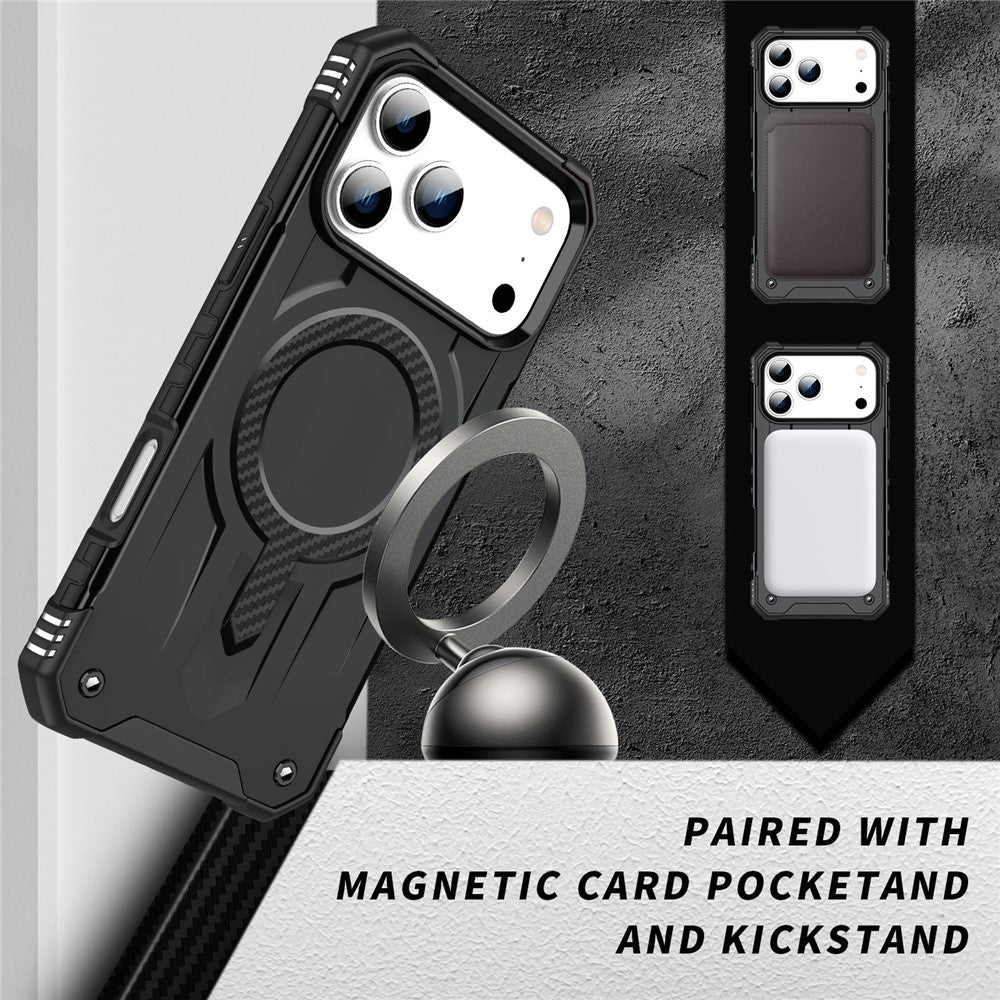 For iPhone 17 Pro Max Case Compatible with MagSafe Four Corner Airbags PC + TPU Phone Cover - Black