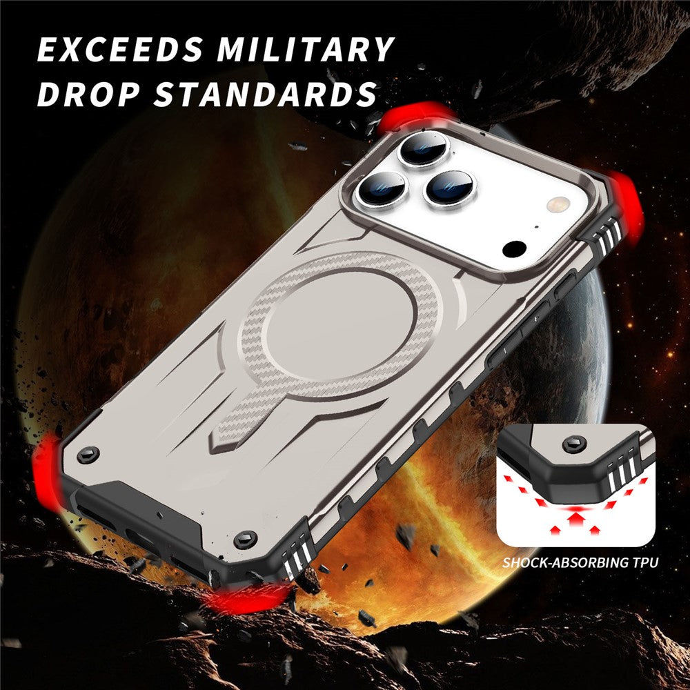 For iPhone 17 Pro Max Case Compatible with MagSafe Four Corner Airbags PC + TPU Phone Cover - Gold