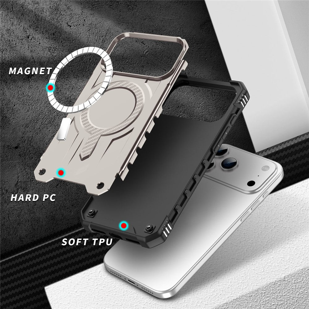 For iPhone 17 Pro Max Case Compatible with MagSafe Four Corner Airbags PC + TPU Phone Cover - Gold