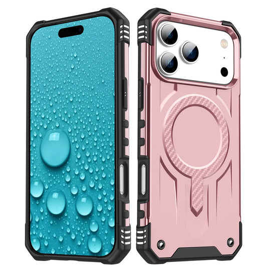 For iPhone 17 Pro Max Case Compatible with MagSafe Four Corner Airbags PC + TPU Phone Cover - Rose Gold