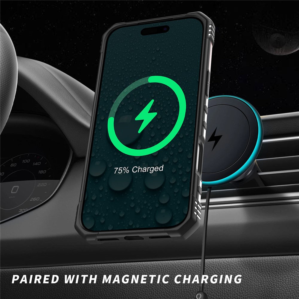 For iPhone 17 Pro Max Case Compatible with MagSafe Four Corner Airbags PC + TPU Phone Cover - Rose Gold