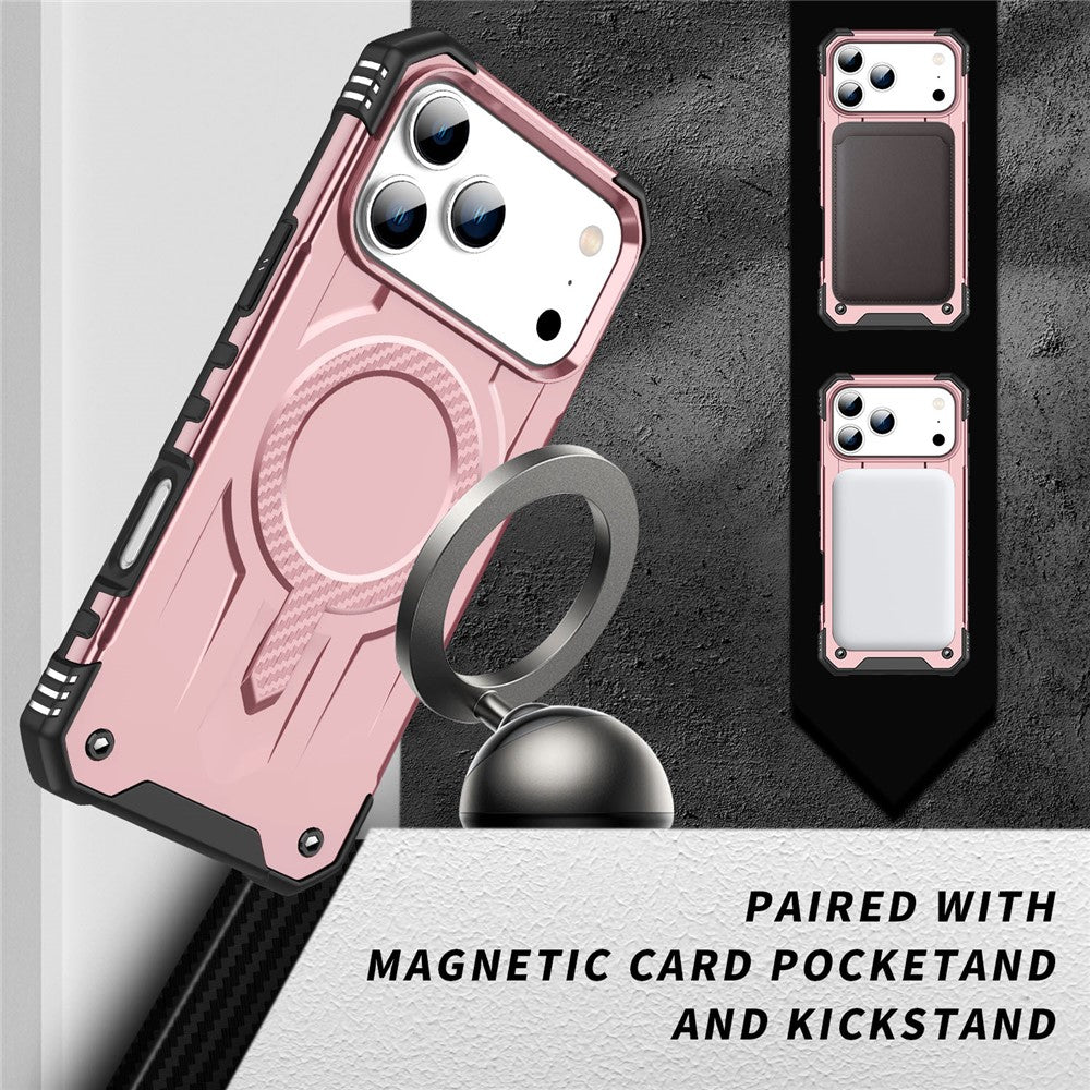 For iPhone 17 Pro Max Case Compatible with MagSafe Four Corner Airbags PC + TPU Phone Cover - Rose Gold