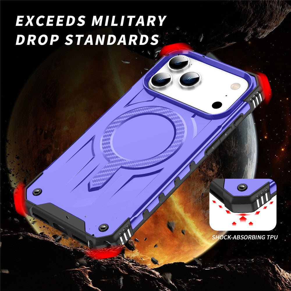 For iPhone 17 Pro Max Case Compatible with MagSafe Four Corner Airbags PC + TPU Phone Cover - Purple