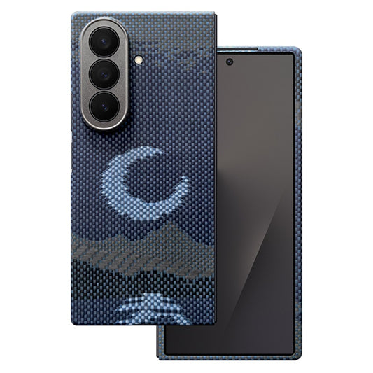 For Samsung Galaxy Z Fold7 5G Magnetic Case Precise Cutouts Aramid Fiber Phone Cover with Metal Lens Frame / Front Frame - Moon