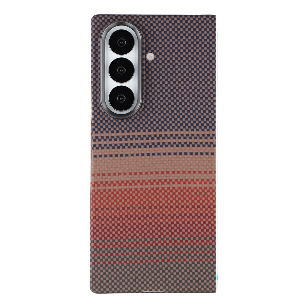 For Samsung Galaxy Z Fold7 5G Case Gradient Aramid Fiber Magnetic Phone Cover with Metal Lens Frame - Sunset Yellow