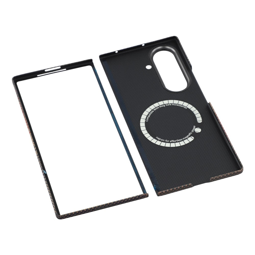 For Samsung Galaxy Z Fold7 5G Case Gradient Aramid Fiber Magnetic Phone Cover with Metal Lens Frame - Sunset Yellow