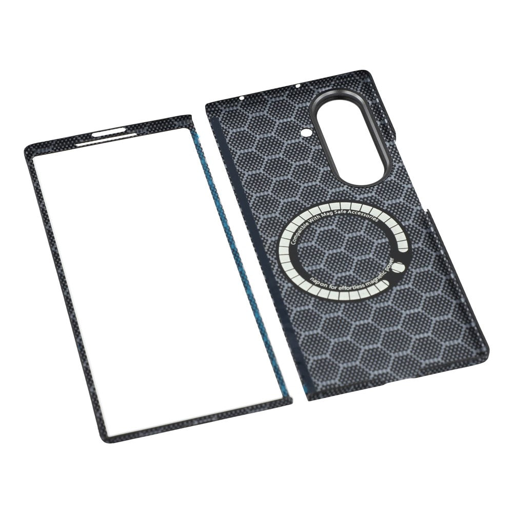 For Samsung Galaxy Z Fold7 5G Magnetic Case Honeycomb Texture Aramid Fiber Phone Cover with Front Frame