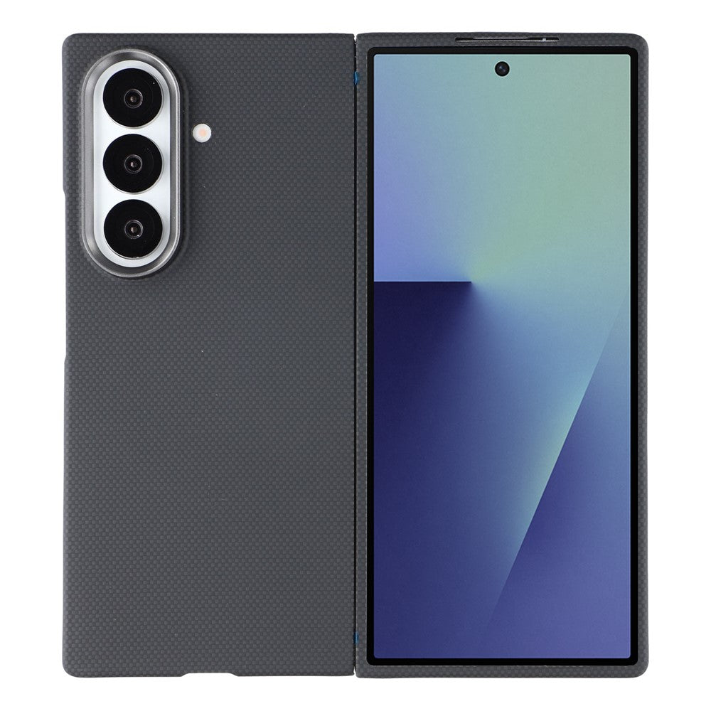 For Samsung Galaxy Z Fold7 5G Magnetic Case Fine Grid Aramid Fiber Phone Cover with Metal Lens Frame / Front Frame