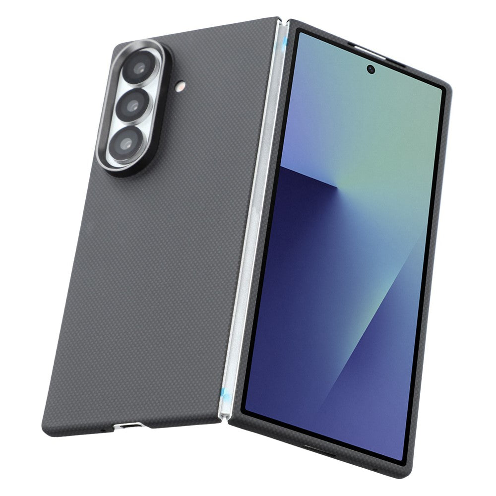 For Samsung Galaxy Z Fold7 5G Magnetic Case Fine Grid Aramid Fiber Phone Cover with Metal Lens Frame / Front Frame