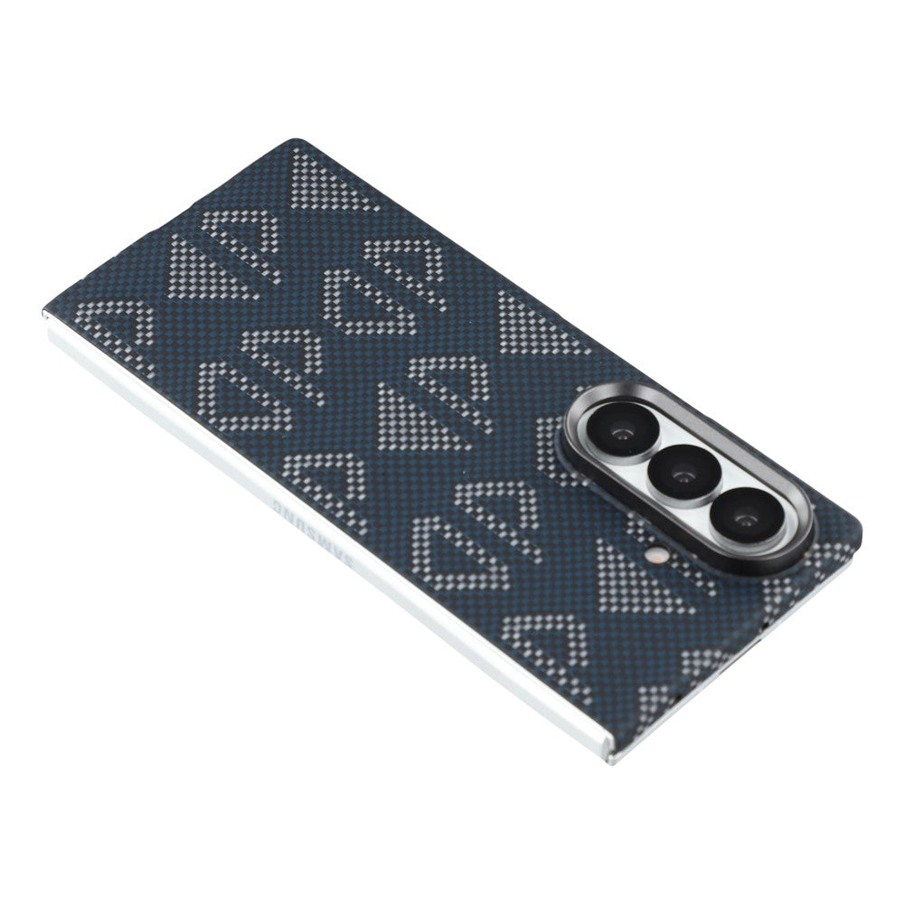 For Samsung Galaxy Z Fold7 5G Magnetic Case Geometric Pattern Aramid Fiber Phone Cover with Metal Lens Frame