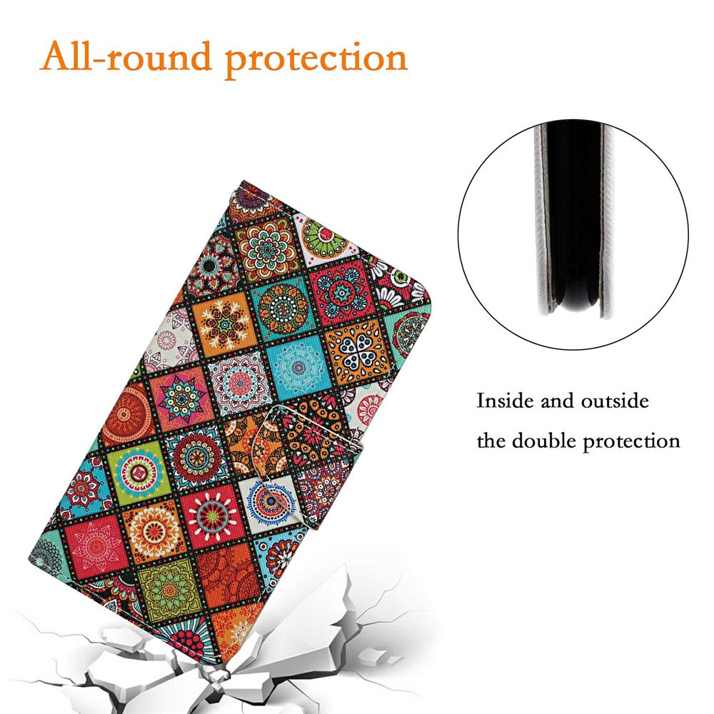For iPhone 17 Pro Max Case Pattern Printing Protective Leather Folio Phone Cover with Wrist Strap - Ethnic Style